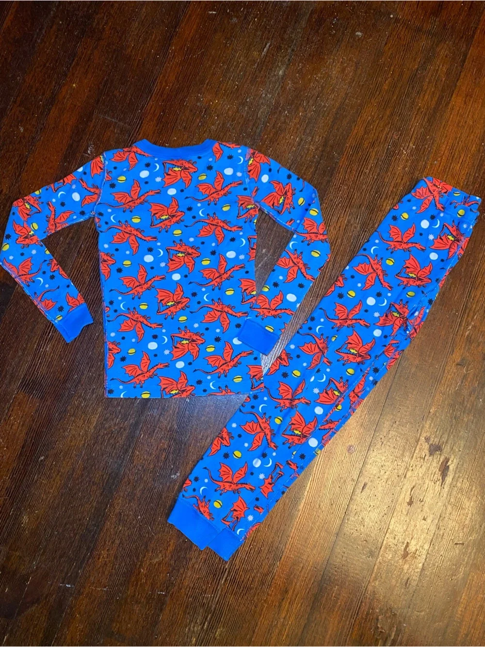 EUC HA Hanna Andersson Size 10 Dragon Long Sleeve Pajama Set Organic Cotton